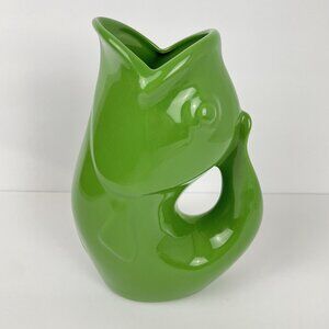 GurglePot Fish-Shaped Stoneware Pitcher - Moss Green